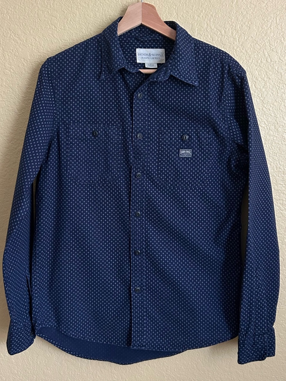 Denim & Supply Ralph Lauren Navy Microprint Long Sleeve Button Down Shirt